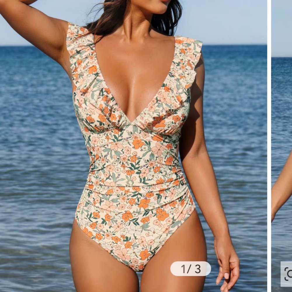 NWT Cupshe Floral Flutter Sleeve One-piece